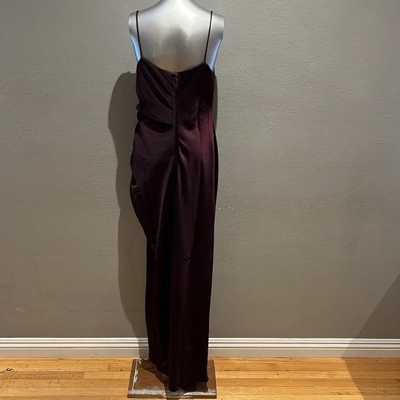 BHLDN Jennings Ruched Side Slit Satin Charmeuse Dress NEW Size 6 Dark Berry - Picture 6 of 14